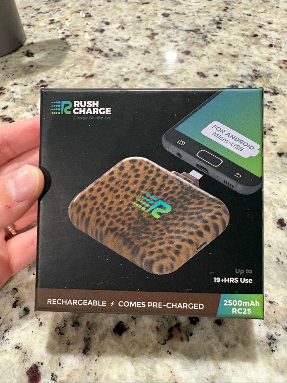 Leopard-Print 2500mAh Portable Charger for Android - Brown